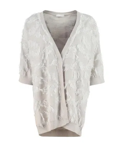 Fabiana Filippi Textured Long-sleeved Cardigan In White