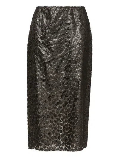 Fabiana Filippi Textured Rear-vent Midi Skirt In Black