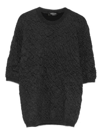 Fabiana Filippi Textured Round-neck Sweater In Black