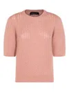 Fabiana Filippi Knit Crewneck Mid-length Ribbed Textured In Pink