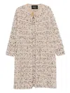 Fabiana Filippi Textured Speckled Long Coat With Layered Hem And Decorative Button In Multi