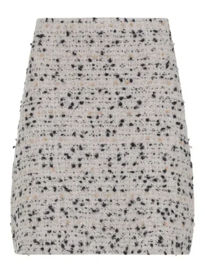 Fabiana Filippi Textured Wool And Alpaca Blend Skirt With Frayed Hem In Gray