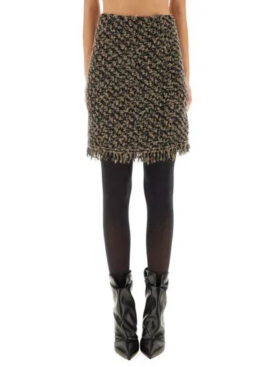 FABIANA FILIPPI TEXTURED TWEED SKIRT WITH FRINGED HEMLINE