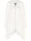 Fabiana Filippi Textured White Cape With Cozy Hood In White