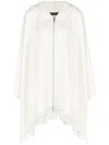 Fabiana Filippi Textured White Cape With Cozy Hood In White