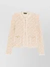 Fabiana Filippi Textured Wool Blend Long Sleeve Jacket In Pink