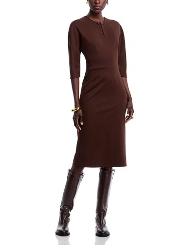 Fabiana Filippi Three Quarter Sleeve Midi Dress In Burgundy