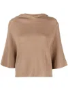 Fabiana Filippi Three-quarter Sleeved Hooded Jumper In Brown