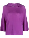 Fabiana Filippi Three-quarter Sleeved Hooded Jumper In Purple