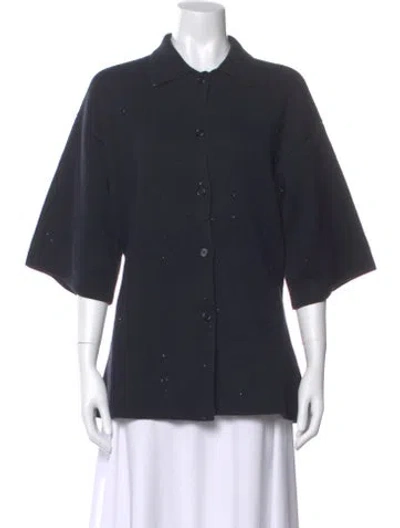 Pre-owned Fabiana Filippi Three-quarter Sleeve Button-up Top In Gray