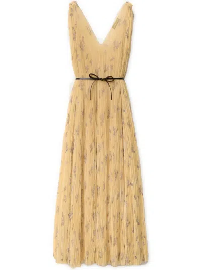 Fabiana Filippi Tie-fastening Midi Dress In Yellow