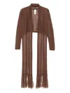 Fabiana Filippi Tie-front Open-knit Cardigan In Brown