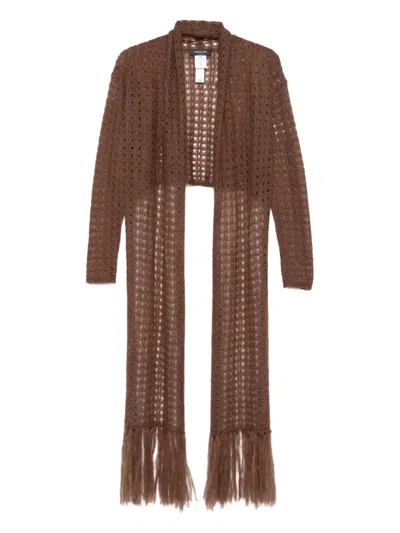 Fabiana Filippi Tie-front Open-knit Cardigan In Brown