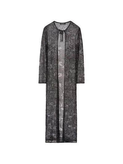 Fabiana Filippi Tie-neck Long-sleeve Cardi-coat In Black