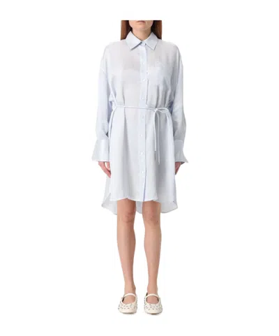 Fabiana Filippi Tie-up Shirt Dress In Gnawed Blue