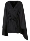Fabiana Filippi Tie-waist Layered Cardi-coat In Black
