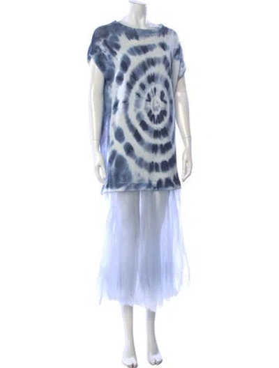 Pre-owned Fabiana Filippi Tie-dye Print Long Dress In Blue