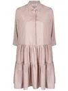 Fabiana Filippi Tiered Cotton Mini Shirtdress In Pink