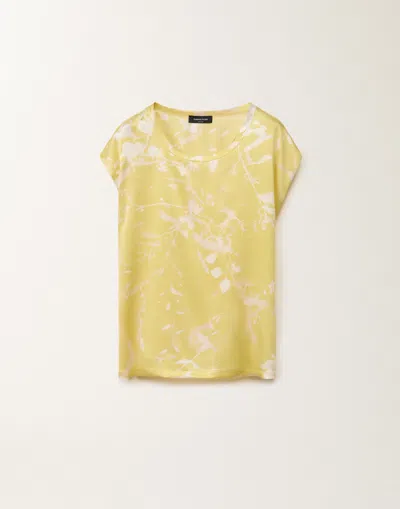 Fabiana Filippi Graphic Printed Sleeveless Satin Top In Yellow