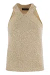 Fabiana Filippi Cotton Knit Tank Top With Sequins In Neutral