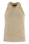 Fabiana Filippi Cotton Knit Tank Top With Sequins In Neutral