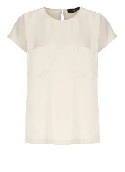 Fabiana Filippi Viscose Top With Round Neck And Button In White