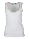 Fabiana Filippi Ribbed Tank Top With Scoop Neckline In White