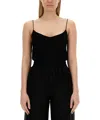 Fabiana Filippi Viscose Tops With Spaghetti Straps And Elastic Waistband In Black