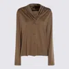 Fabiana Filippi Long Sleeve Cowl Neck Top Design In Brown