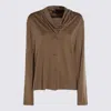 Fabiana Filippi Long Sleeve Cowl Neck Top Design In Brown