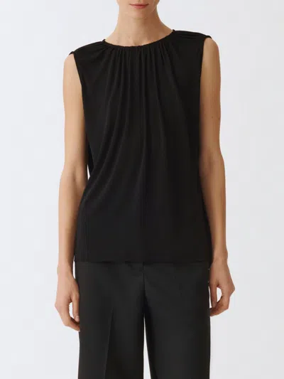 Fabiana Filippi Fluid Viscose Jersey Top In Black