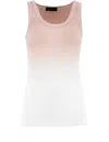 Fabiana Filippi Ribbed Jersey Tank With Unique Shaded Print In Fard
