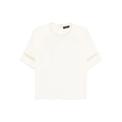 Fabiana Filippi Short Sleeved Embellished Detail T-shirt In Neutral