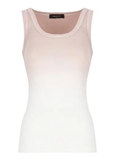 Fabiana Filippi Ribbed Jersey Tank With Unique Shaded Print In Pink