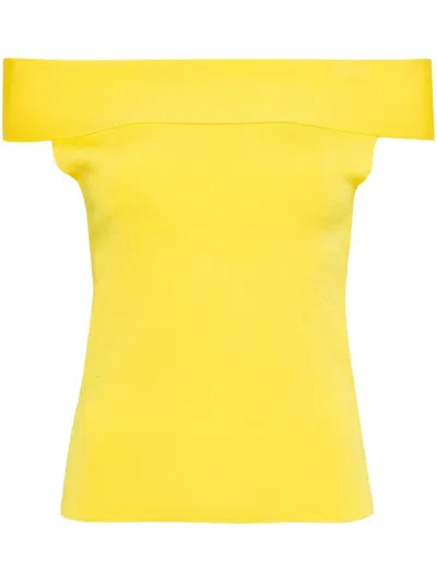 Fabiana Filippi Off-shoulder Fine-knit Top In Yellow