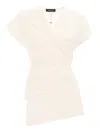 Fabiana Filippi Viscose Linen Wrap Top With Filo Diamante In White