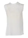 Fabiana Filippi Silk Crepe Top With Macrame Lace Detail In White
