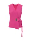 Fabiana Filippi V-neck Belted Sleeveless Top In Pink