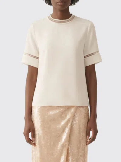 Fabiana Filippi Short Sleeved Embellished Detail T-shirt In Neutral