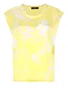 Fabiana Filippi Sleeveless Silk Top With Contrasting Color Pattern In Yellow