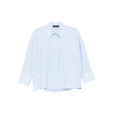 Cropped Shirt In Cool Bistretch Wool In Blue from Fabiana Filippi