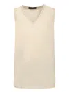 Fabiana Filippi Sleeveless Blouse With V-neckline And Monile Trim In White