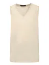 Fabiana Filippi Sleeveless Blouse With V-neckline And Monile Trim In White