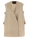 Fabiana Filippi Tricot Wool Vest Gilet Beige In Neutral