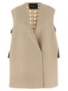 Fabiana Filippi Knit Wool Vest Crochet Back Detail In Nude