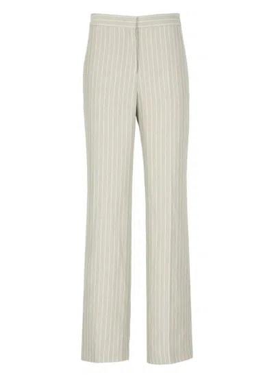 Fabiana Filippi Striped Linen Blend High Waist Trousers In Grey