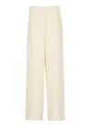 Fabiana Filippi Crepe Trousers Beaded Elastic Waistband In Beige