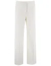 Fabiana Filippi Crepe Trousers Beaded Elastic Waistband In Bianco