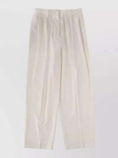 Fabiana Filippi Trousers Wide Leg Pleated Front Belt Loops In White