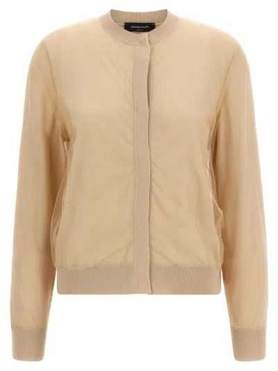 Fabiana Filippi Tulle Cardigan In Brown